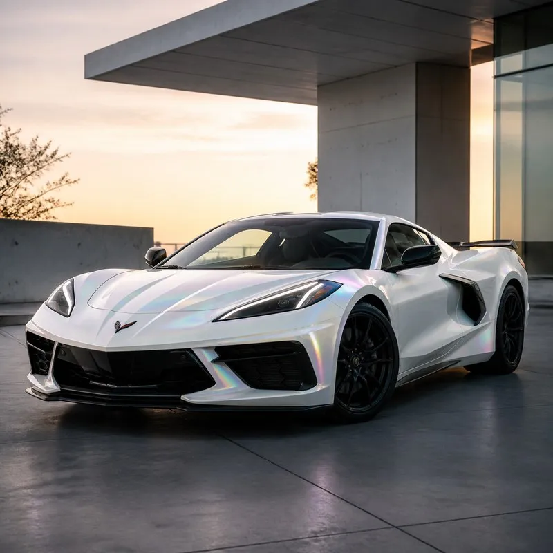 Rainbow Laser White Vinyl Wrap — appearance reference