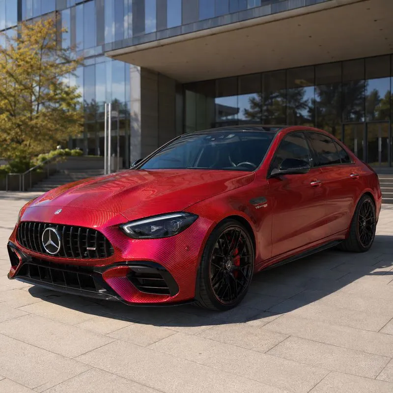 Laser Carbon Fiber Red Vinyl Wrap — appearance reference